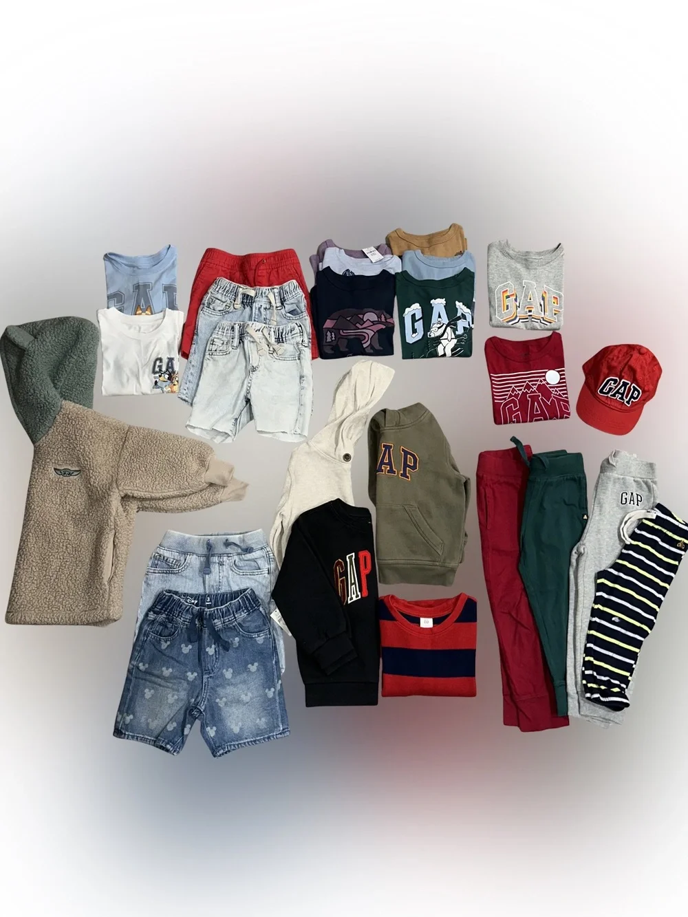 Huge GAP Bundle - Toddler Boy Lot of 25 Shirts Sweaters Shorts Pants Sherpa Hat